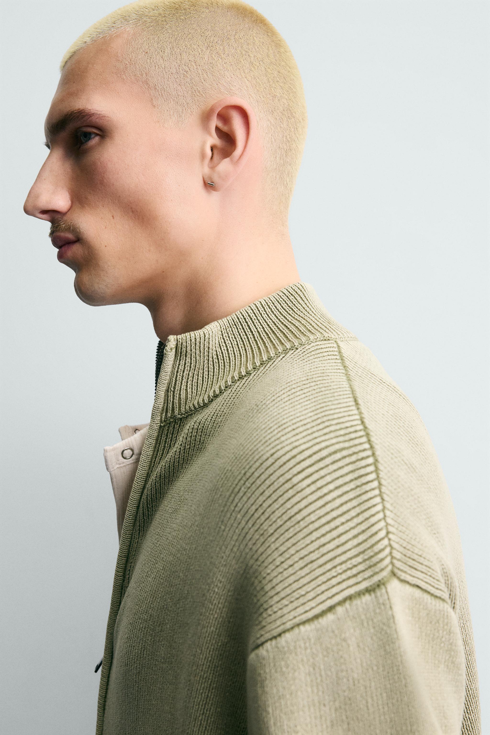 WASHED TEXTURED KNIT CARDIGAN